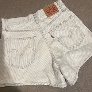 Levi’s Railroad Stripe High Rise Mom Shorts
